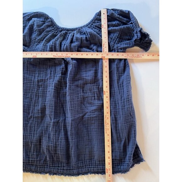 FREE PEOPLE navy gauzy fringe mini dress a-line L festival lightweight boho - Picture 8 of 10